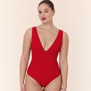 Andie Swim, The Mykonos One Piece - Flat - Cherry Red - Long Torso Large